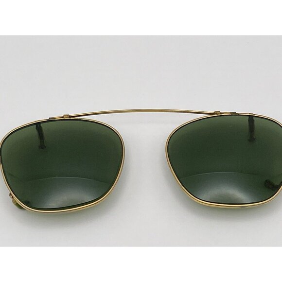 VTG Green Lens Clip-On Sunglasses / Unisex Accessory / Man Woman Gold Tone Frame - Picture 9 of 14